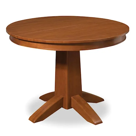 Round Top Single Pedestal Dining Table with 16" Leaf